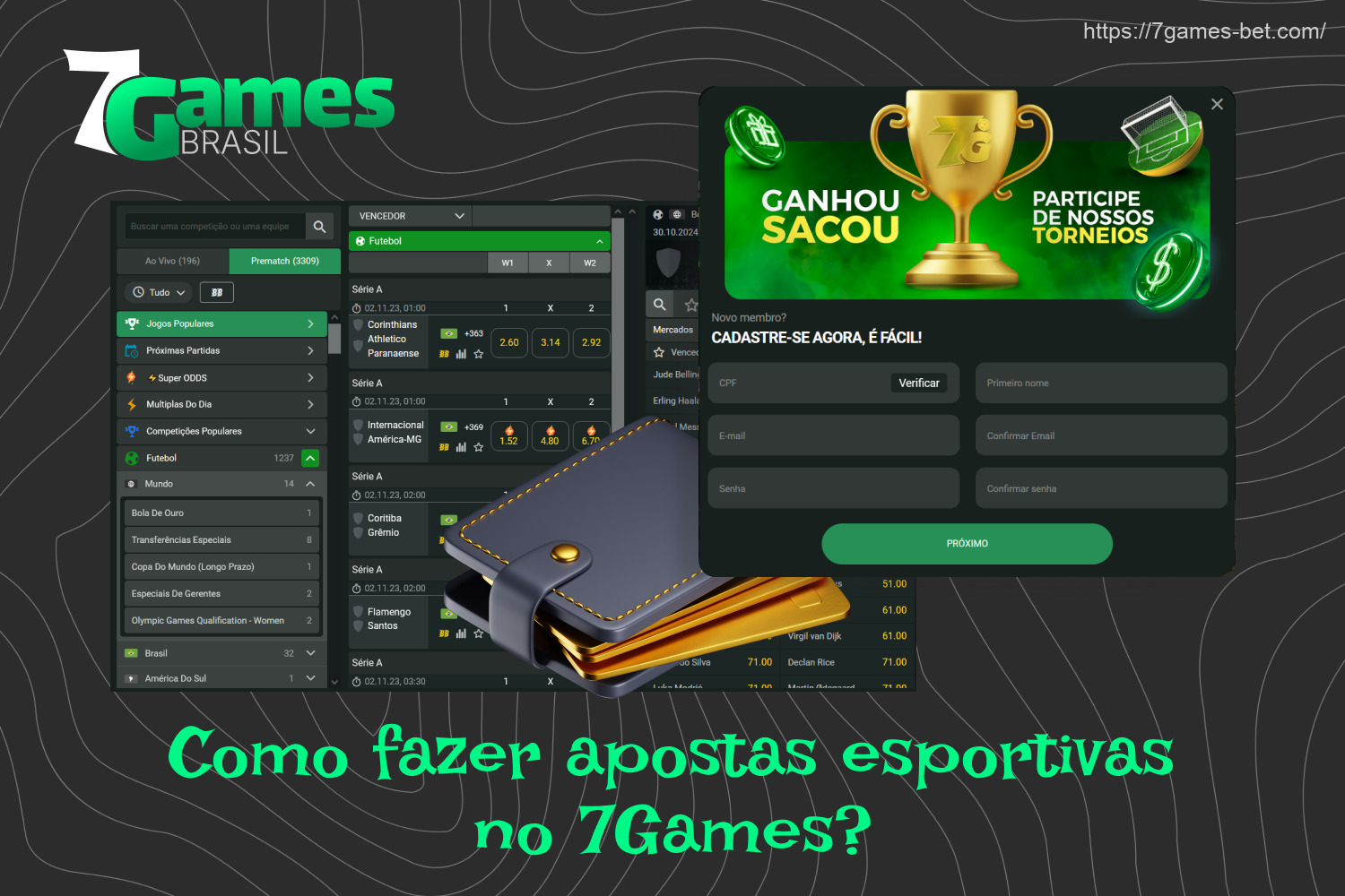 O processo de apostas no 7Games é muito simples, com os brasileiros precisando se registrar, fazer um depósito e selecionar um evento para apostar