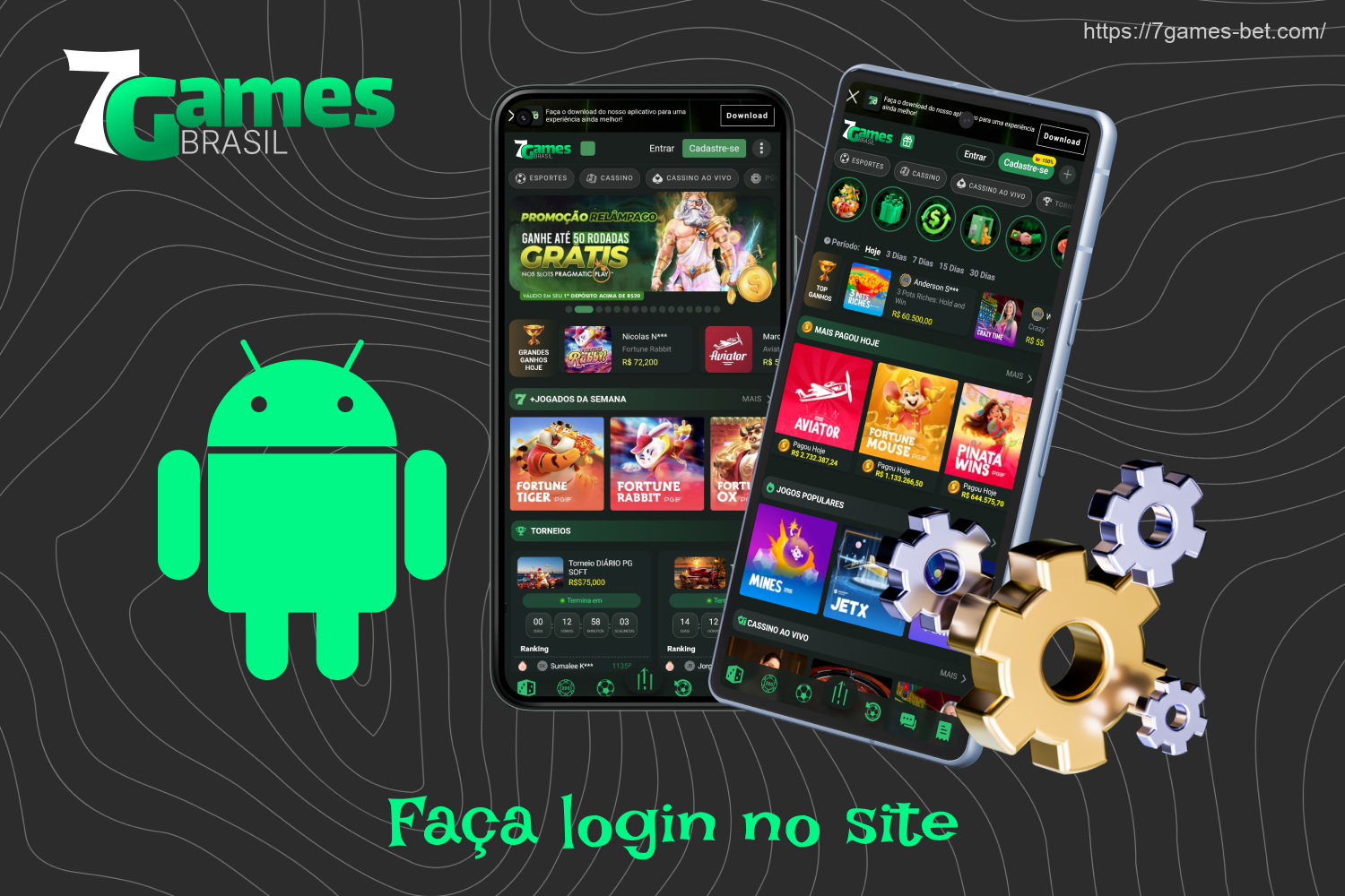 Para descarregar a aplicação móvel 7Games para Android, é necessário abrir o sítio Web oficial do casino no seu dispositivo