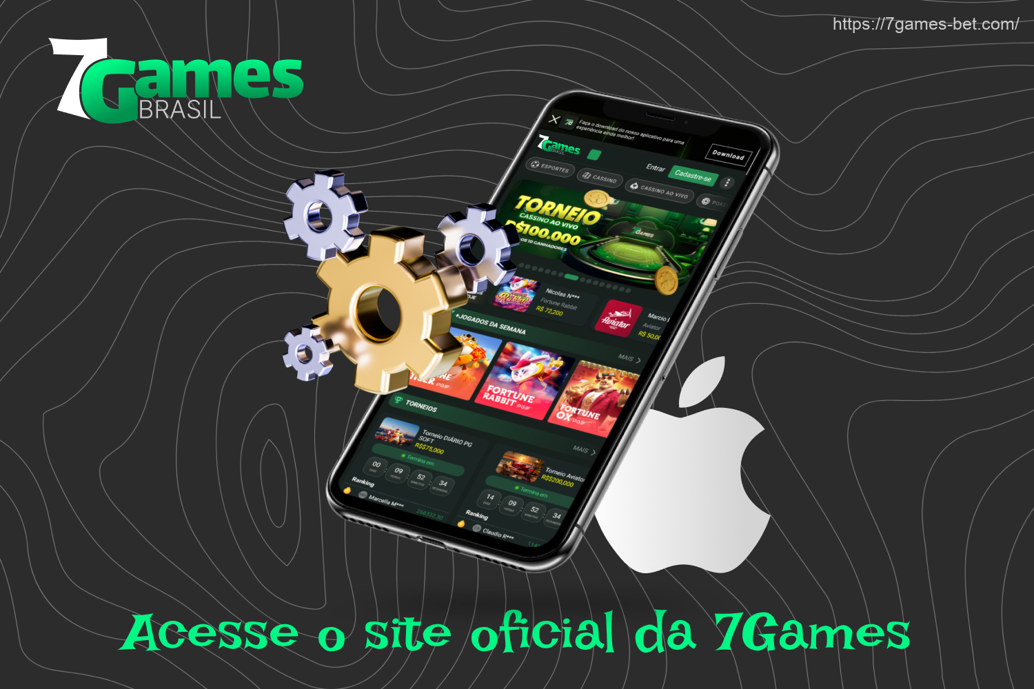 Abrir o site do casino no browser do seu smartphone para descarregar a aplicação móvel 7Games para iOS